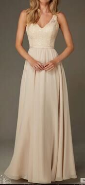 Morilee by Madeline Gardner Blush Pink Lace Long Gown Dress